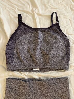 Gymshark Seamless Heathered Purple Charcoal Longline Sports Bra - Medium